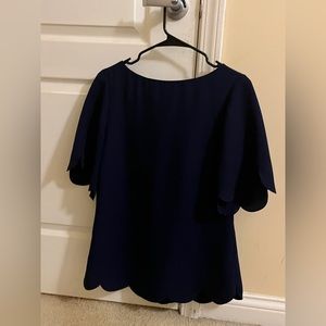 Sail to Sable Navy Scallop Trim Top Size Small